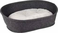 Flamingo Panier Xepp Feutre Oval Gris Foncé + Coussin Gris Clair 56x40x19cm