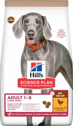 Hill's Science Plan No Grain Adult Large Breed Croquettes Sans Céréales Pour Chien Adulte De Grande Race Au Poulet - 14kg