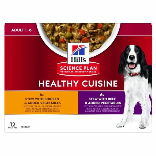 Hill's Science Plan Healthy Cuisine Mijoté Pour Chien Adulte Au Poulet Et Légumes Ajoutés -magasin d'aliments pour chiens 52742050393 1 FR science plan chien adult healthy cuisine mijotes sachet repas poulet boeuf 12x90g