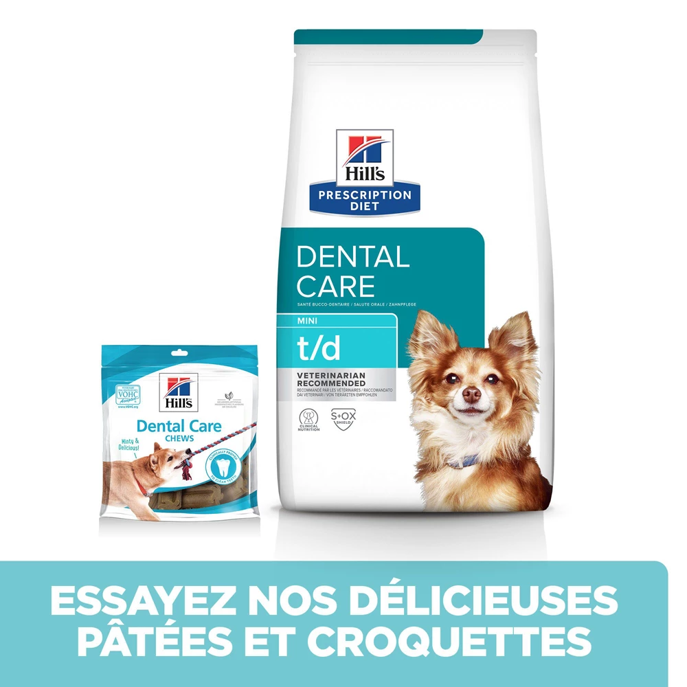 Hill's Prescription Diet T/D Croquettes Pour Petit Chien Au Poulet - 3Kg 6 Hill's Prescription Diet T/D Croquettes Pour Petit Chien Au Poulet - 3Kg – Image 6