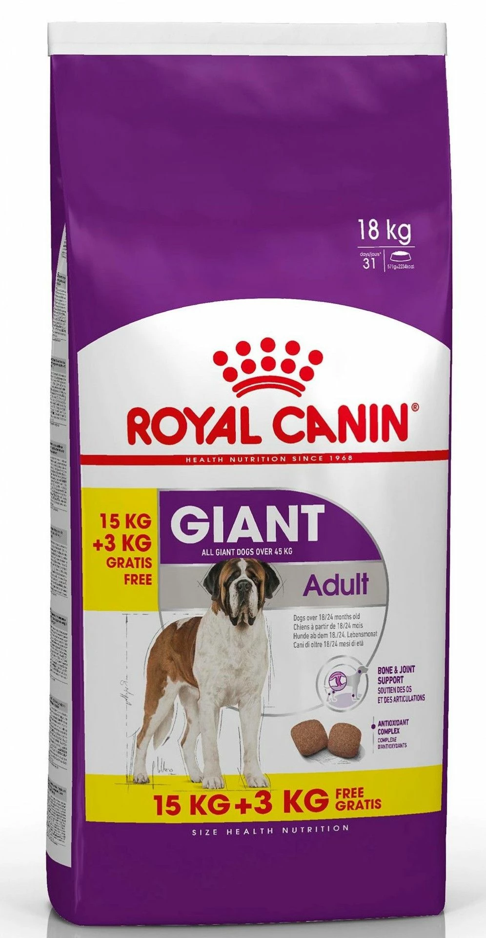 Royal Canin Giant Adult Pour Chien 15kg + 3kg Gratuit 1 Royal Canin Giant Adult Pour Chien 15kg + 3kg Gratuit