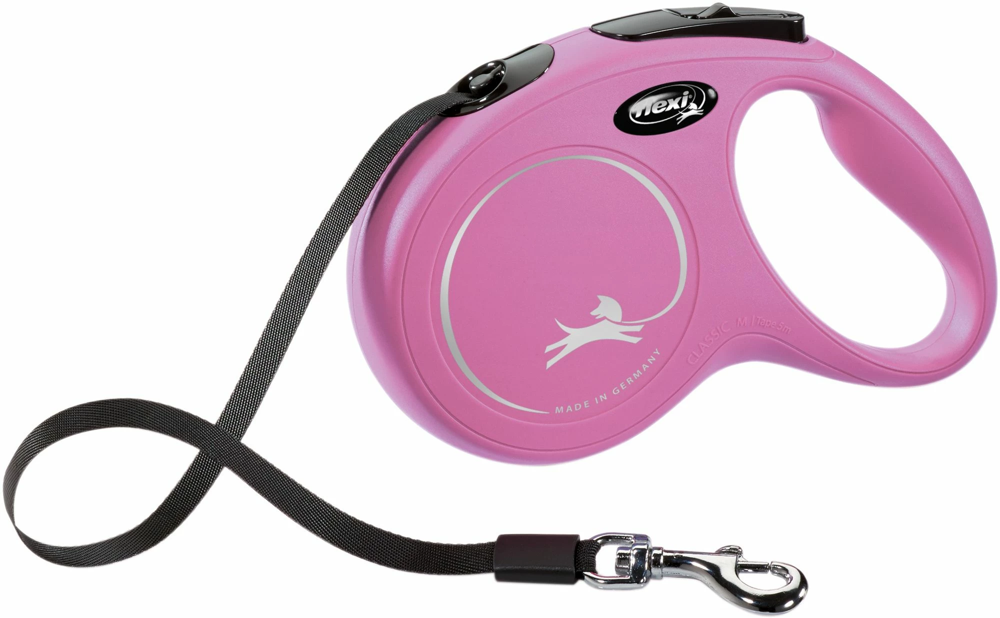Laisse Flexi New Classic Sangle M/5m Rose 1 Laisse Flexi New Classic Sangle M/5m Rose